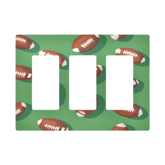 Yayeee Rocker Switch Wall Plate 3-Gang 6.5"x4.6" Home Decorative Outlet Cover, American Footballs