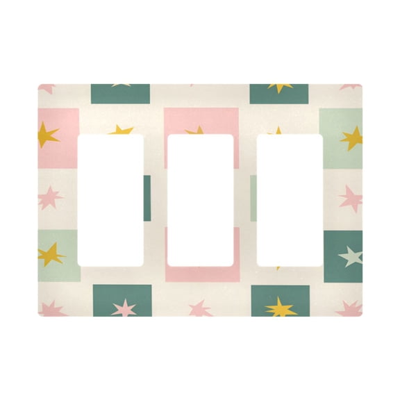 Yayeee Rocker Switch Wall Plate 3-Gang 6.5"x4.6" Home Decorative Outlet Cover, Beige Abstract