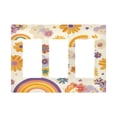thumbnail image 1 of Yayeee Rocker Switch Wall Plate 3-Gang 6.5"x4.6" Home Decorative Outlet Cover, Beige Retro Rainbow, 1 of 6
