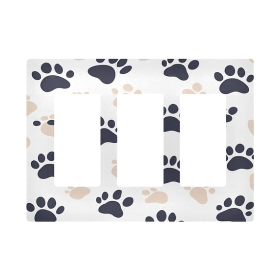 Yayeee Rocker Switch Wall Plate 3-Gang 6.5"x4.6" Home Decorative Outlet Cover, Black Cat Paw