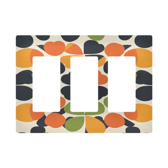 Yayeee Rocker Switch Wall Plate 3-Gang 6.5"x4.6" Home Decorative Outlet Cover, Black Clover Pattern