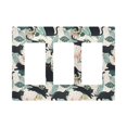 thumbnail image 1 of Yayeee Rocker Switch Wall Plate 3-Gang 6.5"x4.6" Home Decorative Outlet Cover, Black Floral Cat Pattern, 1 of 6