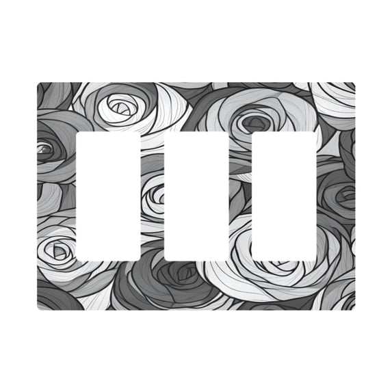 Yayeee Rocker Switch Wall Plate 3-Gang 6.5"x4.6" Home Decorative Outlet Cover, Black Roses