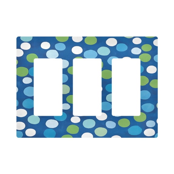 Yayeee Rocker Switch Wall Plate 3-Gang 6.5"x4.6" Home Decorative Outlet Cover, Blue Dots