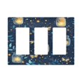 thumbnail image 1 of Yayeee Rocker Switch Wall Plate 3-Gang 6.5"x4.6" Home Decorative Outlet Cover, Blue Fireflies Pattern, 1 of 6