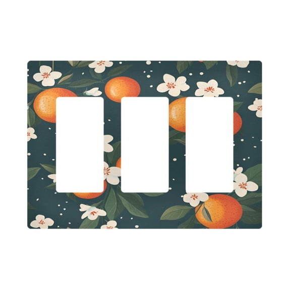 Yayeee Rocker Switch Wall Plate 3-Gang 6.5"x4.6" Home Decorative Outlet Cover, Blue Floral Oranges