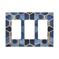 thumbnail image 1 of Yayeee Rocker Switch Wall Plate 3-Gang 6.5"x4.6" Home Decorative Outlet Cover, Blue Hexagon Pattern, 1 of 6