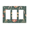 thumbnail image 1 of Yayeee Rocker Switch Wall Plate 3-Gang 6.5"x4.6" Home Decorative Outlet Cover, Brown Christmas Gingerbread, 1 of 6