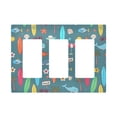 thumbnail image 1 of Yayeee Rocker Switch Wall Plate 3-Gang 6.5"x4.6" Home Decorative Outlet Cover, Cartoon Beach Pattern, 1 of 6