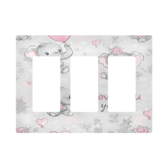 Yayeee Rocker Switch Wall Plate 3-Gang 6.5"x4.6" Home Decorative Outlet Cover, Cartoon Elephant