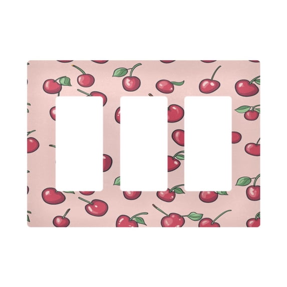 Yayeee Rocker Switch Wall Plate 3-Gang 6.5"x4.6" Home Decorative Outlet Cover, Cherries Pattern
