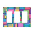 thumbnail image 1 of Yayeee Rocker Switch Wall Plate 3-Gang 6.5"x4.6" Home Decorative Outlet Cover, Colorful Geometric Pattern, 1 of 6