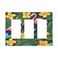 thumbnail image 1 of Yayeee Rocker Switch Wall Plate 3-Gang 6.5"x4.6" Home Decorative Outlet Cover, Flamingo Floral Pattern, 1 of 6