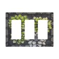 thumbnail image 1 of Yayeee Rocker Switch Wall Plate 3-Gang 6.5"x4.6" Home Decorative Outlet Cover, Gray Floral, 1 of 6