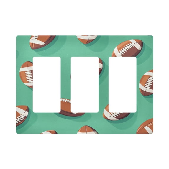 Yayeee Rocker Switch Wall Plate 3-Gang 6.5"x4.6" Home Decorative Outlet Cover, Green American Footballs