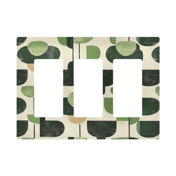 Yayeee Rocker Switch Wall Plate 3-Gang 6.5"x4.6" Home Decorative Outlet Cover, Green Circle