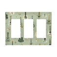 thumbnail image 1 of Yayeee Rocker Switch Wall Plate 3-Gang 6.5"x4.6" Home Decorative Outlet Cover, Green Floral Guitar Pattern, 1 of 6