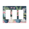 thumbnail image 1 of Yayeee Rocker Switch Wall Plate 3-Gang 6.5"x4.6" Home Decorative Outlet Cover, Green Floral, 1 of 6