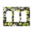 thumbnail image 1 of Yayeee Rocker Switch Wall Plate 3-Gang 6.5"x4.6" Home Decorative Outlet Cover, Green Flower Pattern, 1 of 6