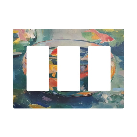 Yayeee Rocker Switch Wall Plate 3-Gang 6.5"x4.6" Home Decorative Outlet Cover, Green Goldfish
