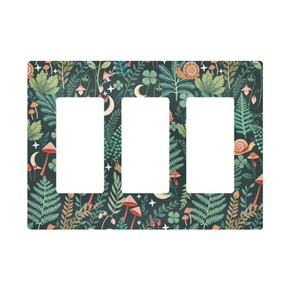 Yayeee Rocker Switch Wall Plate 3-Gang 6.5"x4.6" Home Decorative Outlet Cover, Green Vibrant Forest Pattern