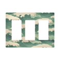 thumbnail image 1 of Yayeee Rocker Switch Wall Plate 3-Gang 6.5"x4.6" Home Decorative Outlet Cover, Green Wave Pattern, 1 of 6