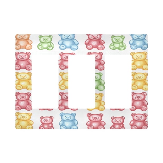 Yayeee Rocker Switch Wall Plate 3-Gang 6.5"x4.6" Home Decorative Outlet Cover, Gummy Bear Pattern