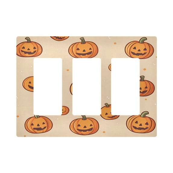 Yayeee Rocker Switch Wall Plate 3-Gang 6.5"x4.6" Home Decorative Outlet Cover, Halloween Pumpkins Pattern