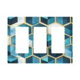 thumbnail image 1 of Yayeee Rocker Switch Wall Plate 3-Gang 6.5"x4.6" Home Decorative Outlet Cover, Light Blue Geometric Pattern, 1 of 6