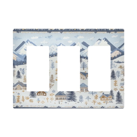 Yayeee Rocker Switch Wall Plate 3-Gang 6.5"x4.6" Home Decorative Outlet Cover, Light Blue Mountain