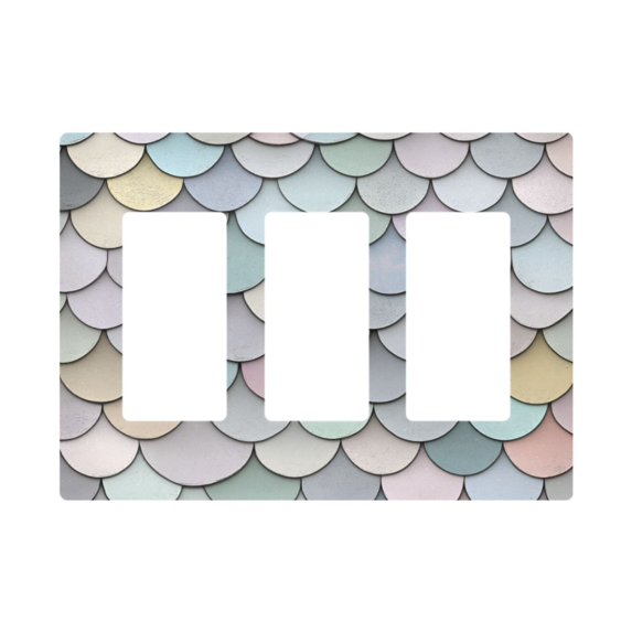 Yayeee Rocker Switch Wall Plate 3-Gang 6.5"x4.6" Home Decorative Outlet Cover, Light Blue Shimmering Pattern