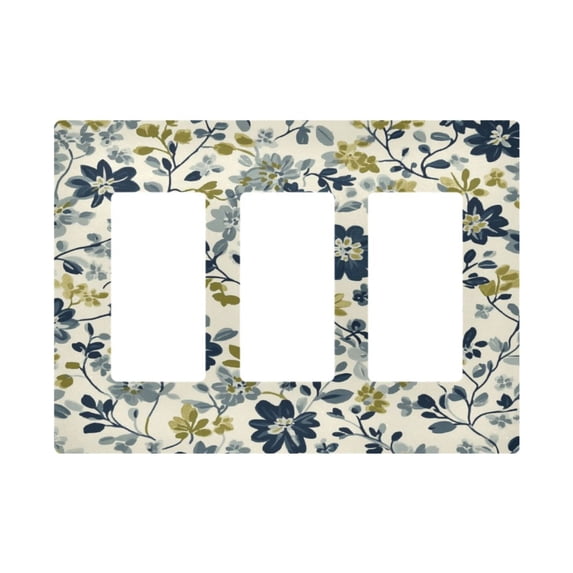 Yayeee Rocker Switch Wall Plate 3-Gang 6.5"x4.6" Home Decorative Outlet Cover, Light Floral