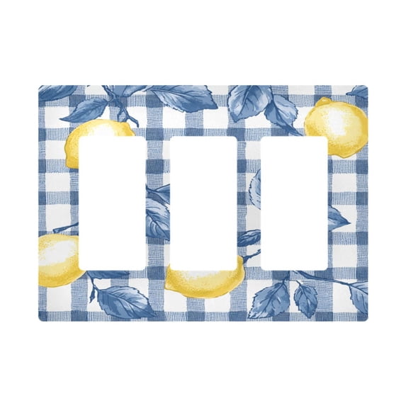 Yayeee Rocker Switch Wall Plate 3-Gang 6.5"x4.6" Home Decorative Outlet Cover, Light Lemon