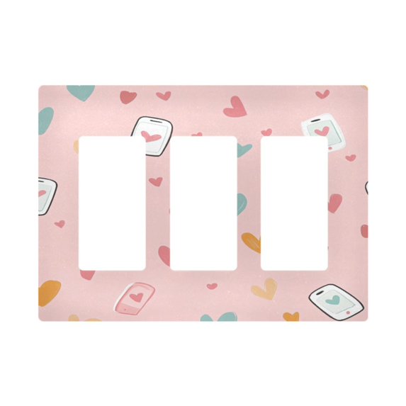 Yayeee Rocker Switch Wall Plate 3-Gang 6.5"x4.6" Home Decorative Outlet Cover, Love in The Air
