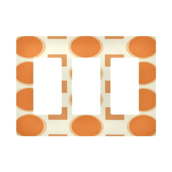 Yayeee Rocker Switch Wall Plate 3-Gang 6.5"x4.6" Home Decorative Outlet Cover, Orange Geometric Pattern