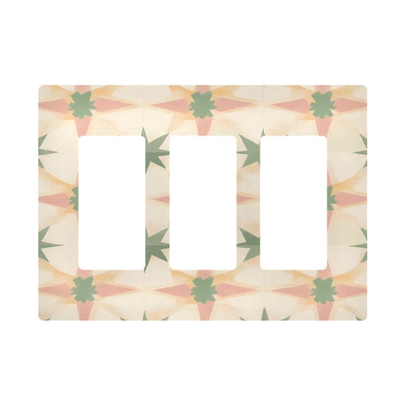 Yayeee Rocker Switch Wall Plate 3-Gang 6.5"x4.6" Home Decorative Outlet Cover, Pastel Beige Geometric