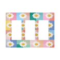 thumbnail image 1 of Yayeee Rocker Switch Wall Plate 3-Gang 6.5"x4.6" Home Decorative Outlet Cover, Pink Checkered Daisy, 1 of 6