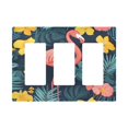 thumbnail image 1 of Yayeee Rocker Switch Wall Plate 3-Gang 6.5"x4.6" Home Decorative Outlet Cover, Pink Floral Flamingo, 1 of 6