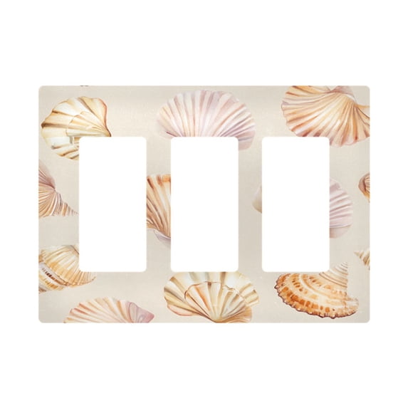 Yayeee Rocker Switch Wall Plate 3-Gang 6.5"x4.6" Home Decorative Outlet Cover, Pink Seashell