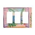 thumbnail image 1 of Yayeee Rocker Switch Wall Plate 3-Gang 6.5"x4.6" Home Decorative Outlet Cover, Pink Seaside Boat, 1 of 6