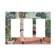 thumbnail image 1 of Yayeee Rocker Switch Wall Plate 3-Gang 6.5"x4.6" Home Decorative Outlet Cover, Pink Sleeping Cat, 1 of 6