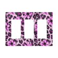 thumbnail image 1 of Yayeee Rocker Switch Wall Plate 3-Gang 6.5"x4.6" Home Decorative Outlet Cover, Purple Floral Leopard Pattern, 1 of 6