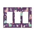 thumbnail image 1 of Yayeee Rocker Switch Wall Plate 3-Gang 6.5"x4.6" Home Decorative Outlet Cover, Purple Space Cat Pattern, 1 of 6