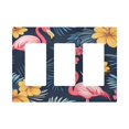 thumbnail image 1 of Yayeee Rocker Switch Wall Plate 3-Gang 6.5"x4.6" Home Decorative Outlet Cover, Red Floral Flamingo, 1 of 6