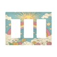thumbnail image 1 of Yayeee Rocker Switch Wall Plate 3-Gang 6.5"x4.6" Home Decorative Outlet Cover, Retro Beige Rainbow, 1 of 6