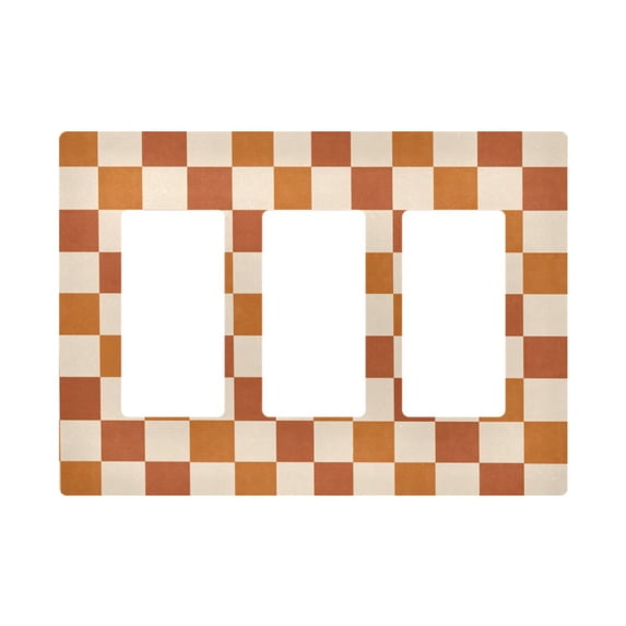 Yayeee Rocker Switch Wall Plate 3-Gang 6.5"x4.6" Home Decorative Outlet Cover, Rusty Orange Plaid