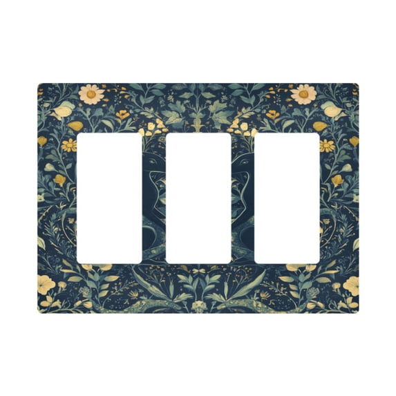 Yayeee Rocker Switch Wall Plate 3-Gang 6.5"x4.6" Home Decorative Outlet Cover, Shadowy Forest Pattern