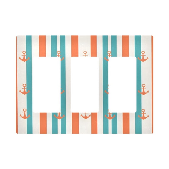 Yayeee Rocker Switch Wall Plate 3-Gang 6.5"x4.6" Home Decorative Outlet Cover, Simple Nautical Pattern