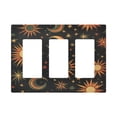 thumbnail image 1 of Yayeee Rocker Switch Wall Plate 3-Gang 6.5"x4.6" Home Decorative Outlet Cover, Sun Moon and Stars Pattern, 1 of 6