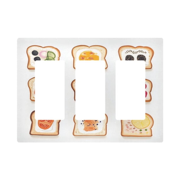 Yayeee Rocker Switch Wall Plate 3-Gang 6.5"x4.6" Home Decorative Outlet Cover, Various Toasts